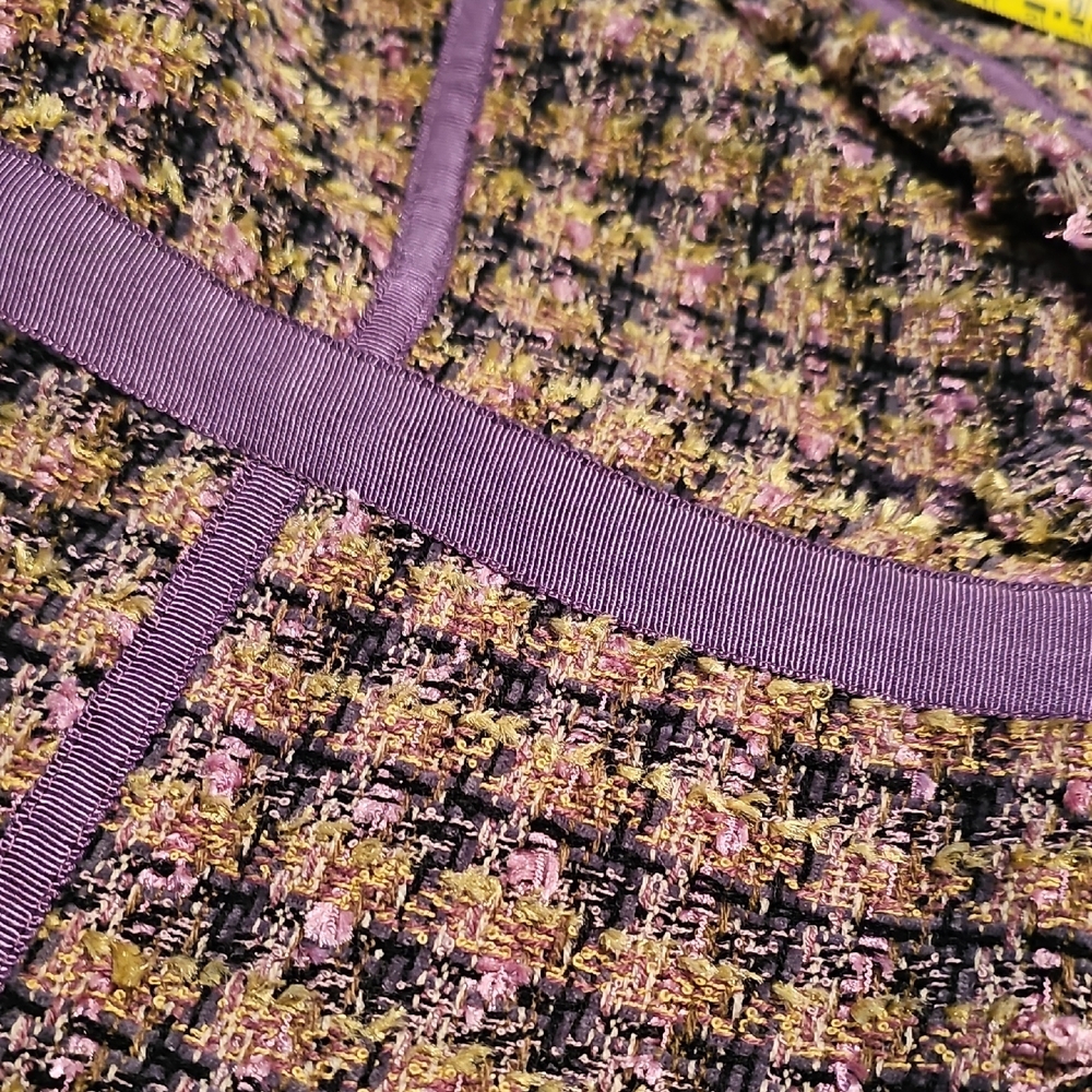 True Meaning Multicolor Tweed Fringe Blazer Womans Large - Picture 10 of 13